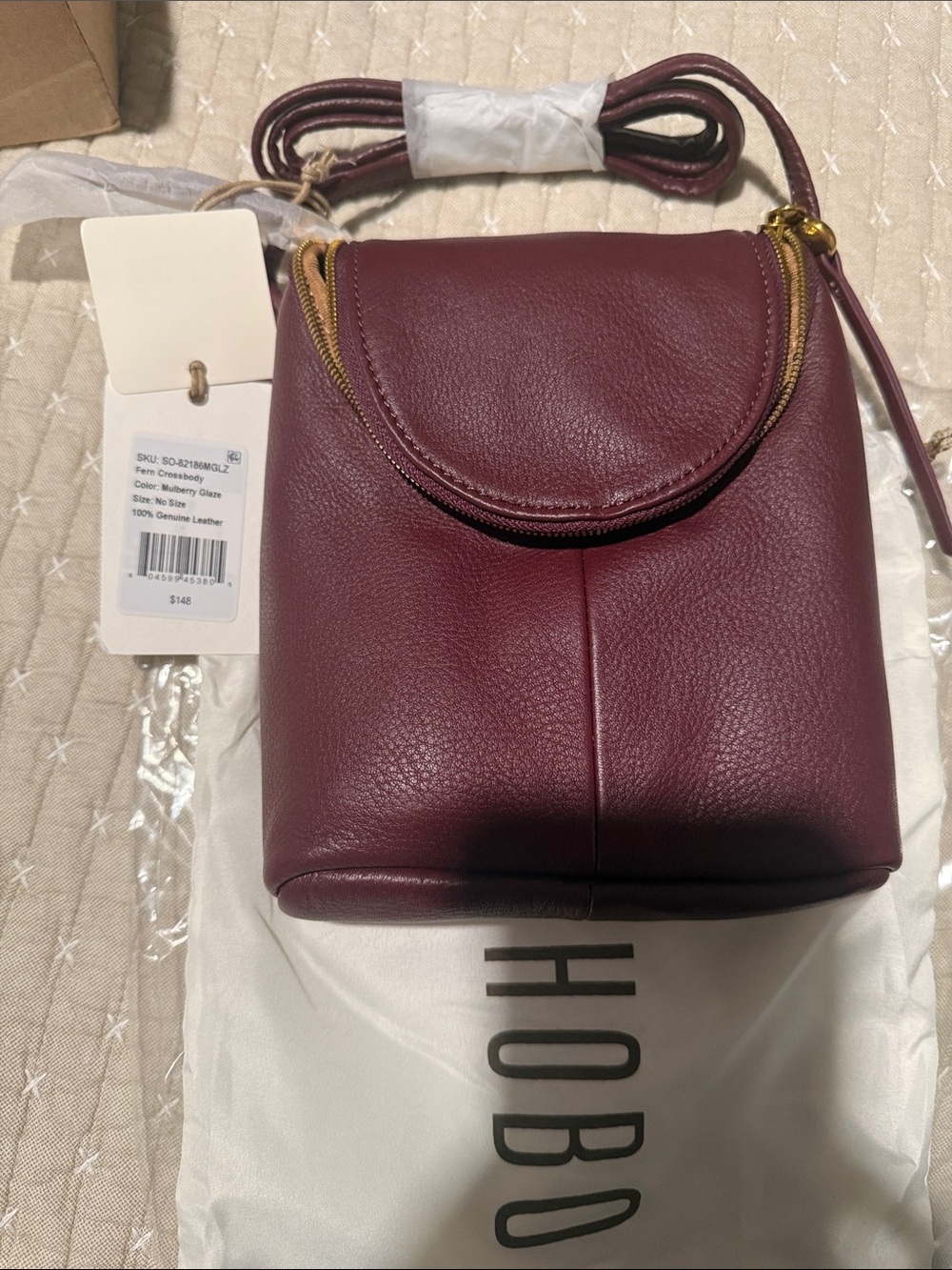 Hobo Fern Mulberry Glaze Leather Crossbody